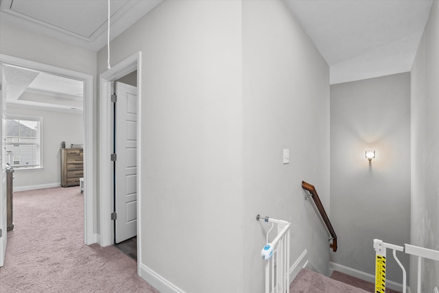 604 Garland Trl, Harlem, GA 30814 - stairway with attic access, baseboards, and carpet flooring