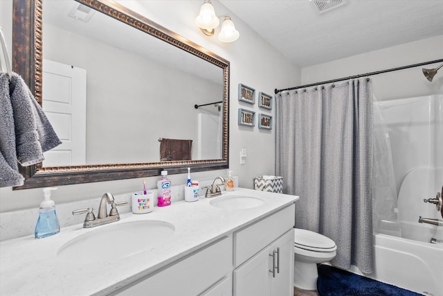 604 Garland Trl, Harlem, GA 30814 - full bath with toilet, a sink, visible vents, and shower / bathtub combination with curtain