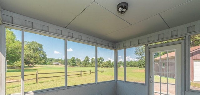 view of unfurnished sunroom