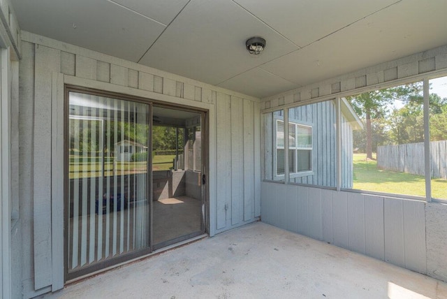 view of unfurnished sunroom