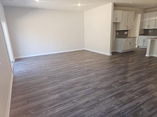 unfurnished living room with dark hardwood / wood-style floors