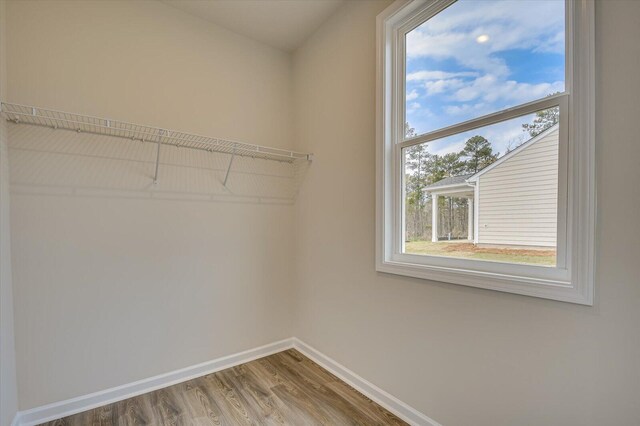 walk in closet featuring hardwood / wood-style flooring