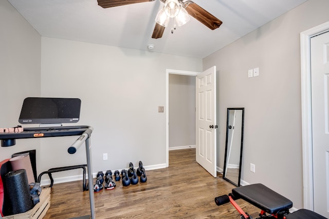 621 Cambridge Rd, Augusta, GA 30909 - exercise area with a ceiling fan and wood finished floors