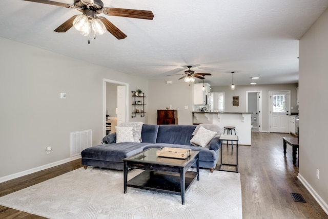 621 Cambridge Rd, Augusta, GA 30909 - living room featuring ceiling fan and wood finished floors