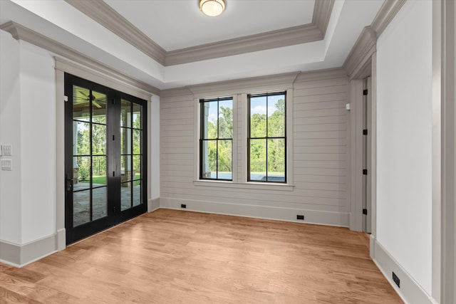 811 Audubon Way, Evans, GA 30809 - foyer featuring light wood finished floors, ornamental molding, french doors, and a raised ceiling