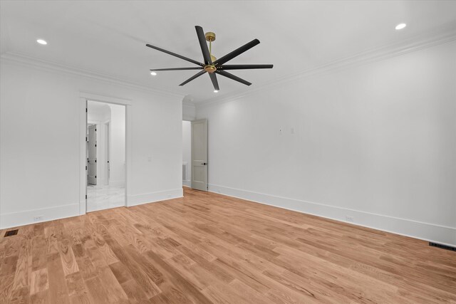 811 Audubon Way, Evans, GA 30809 - unfurnished room featuring ornamental molding, a ceiling fan, light wood-style floors, and recessed lighting