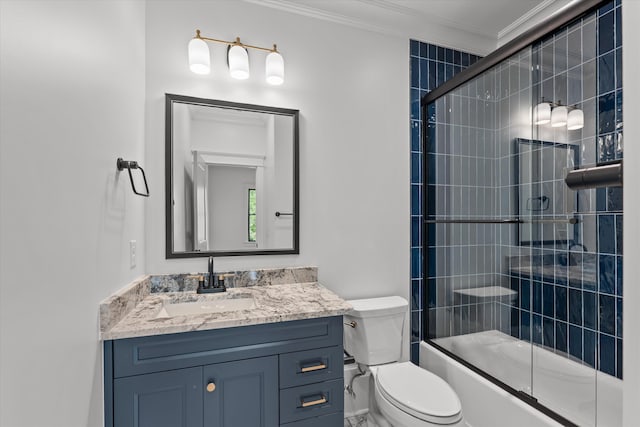 811 Audubon Way, Evans, GA 30809 - full bathroom featuring crown molding, vanity, and shower / bath combination with glass door
