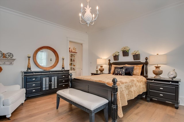 3121 Carillon Way, Evans, GA 30809 - bedroom with a chandelier, wood finished floors, and crown molding