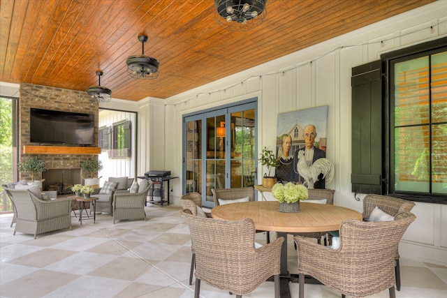 3121 Carillon Way, Evans, GA 30809 - view of patio / terrace featuring an outdoor living space with a fireplace, area for grilling, and outdoor dining space