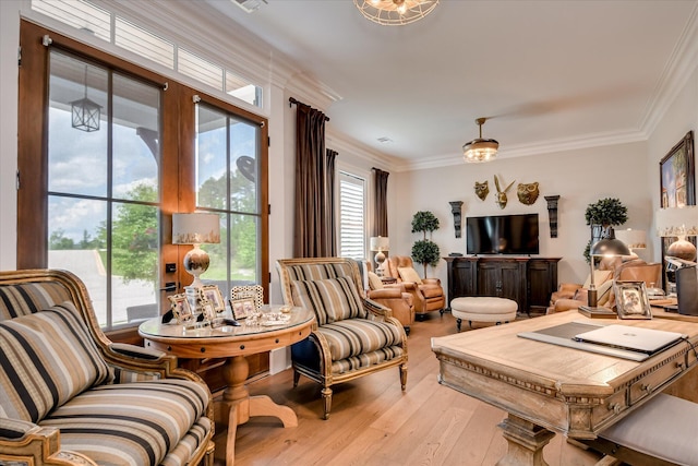 3121 Carillon Way, Evans, GA 30809 - living area with light wood finished floors and ornamental molding