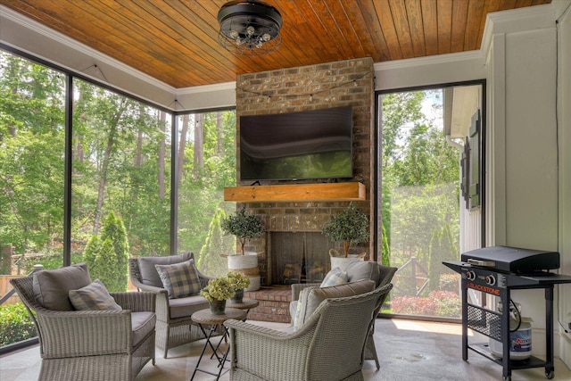 3121 Carillon Way, Evans, GA 30809 - sunroom / solarium featuring an outdoor brick fireplace