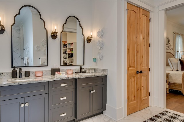 3121 Carillon Way, Evans, GA 30809 - full bath featuring connected bathroom, double vanity, and marble finish flooring