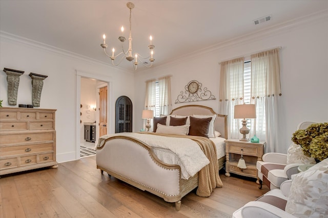 3121 Carillon Way, Evans, GA 30809 - bedroom featuring a chandelier, crown molding, multiple windows, and wood finished floors