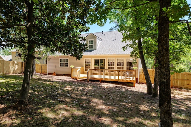 4690 Red Leaf Way, Augusta, GA 30907 - back of house featuring a fenced backyard, roof with shingles, and a deck