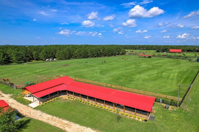 aerial view with a rural view