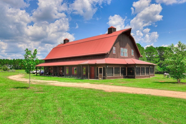 exterior space with an outbuilding