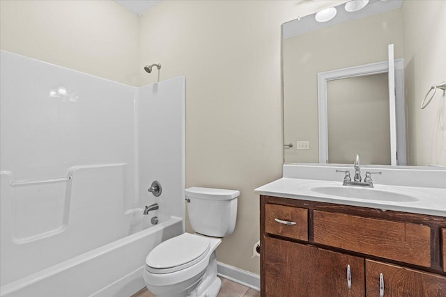 full bathroom with tile patterned floors, vanity, toilet, and bathing tub / shower combination