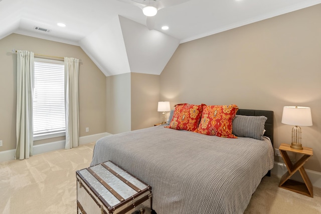 636 Railroad Ave, North Augusta, SC 29841 - bedroom with light carpet, lofted ceiling, baseboards, and recessed lighting