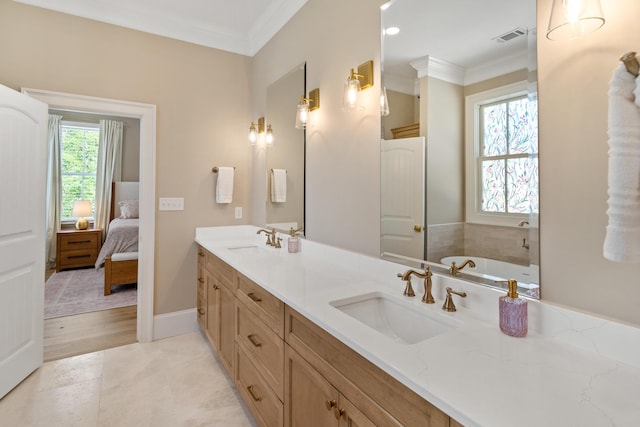 636 Railroad Ave, North Augusta, SC 29841 - ensuite bathroom with ornamental molding and double vanity