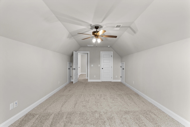 856 Whitney Shoals Rd, Evans, GA 30809 - bonus room featuring light colored carpet, a ceiling fan, vaulted ceiling, and baseboards