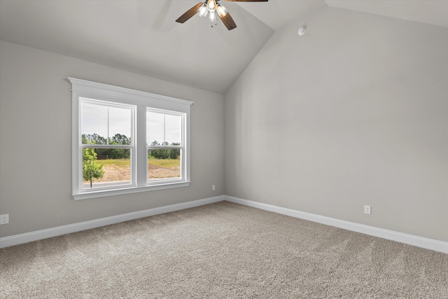 856 Whitney Shoals Rd, Evans, GA 30809 - carpeted spare room with a ceiling fan, lofted ceiling, and baseboards