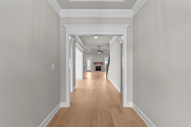 856 Whitney Shoals Rd, Evans, GA 30809 - hallway featuring crown molding, light wood-style floors, and baseboards
