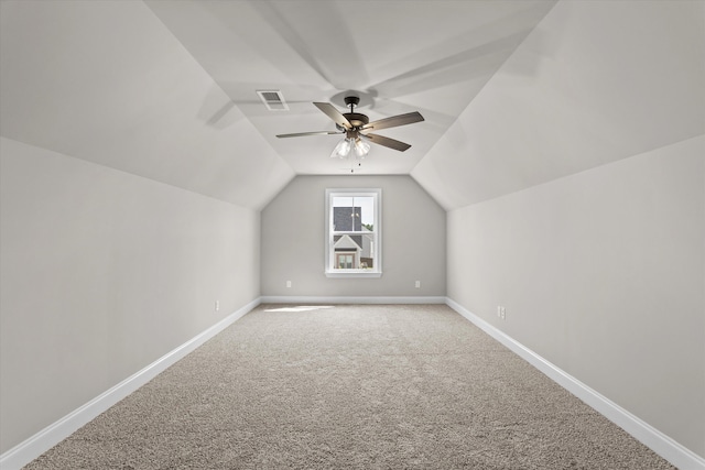856 Whitney Shoals Rd, Evans, GA 30809 - additional living space featuring baseboards, carpet flooring, a ceiling fan, and vaulted ceiling