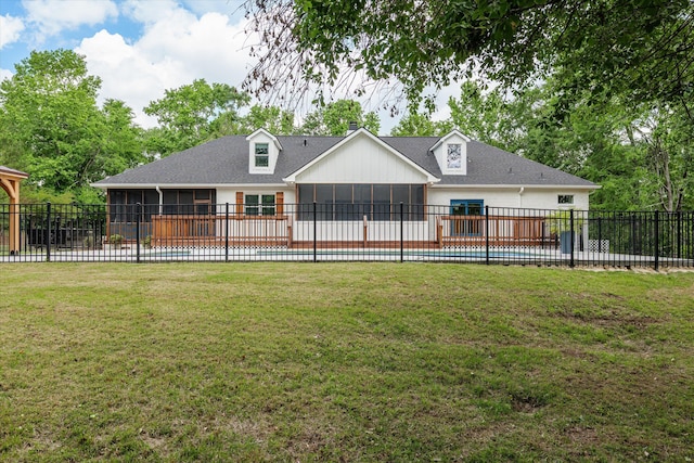 473 Sugarcreek Dr, Grovetown, GA 30813 - rear view of house with a sunroom, a swimming pool, a patio area, and a shingled roof