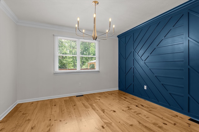 473 Sugarcreek Dr, Grovetown, GA 30813 - empty room with a chandelier, light wood-type flooring, baseboards, and ornamental molding