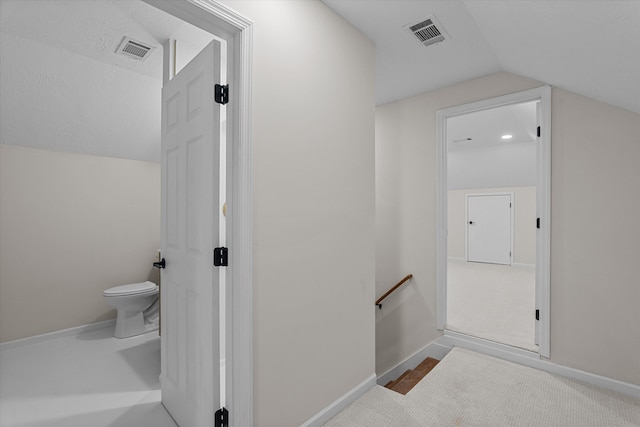 473 Sugarcreek Dr, Grovetown, GA 30813 - bathroom featuring toilet, lofted ceiling, and baseboards