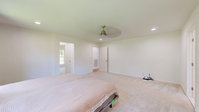 122 Ehrlich Farm Rd, Swainsboro, GA 30401 - bedroom with light colored carpet, recessed lighting, and a ceiling fan