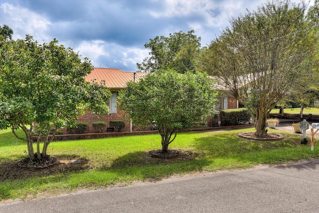 view of front of home featuring a front lawn