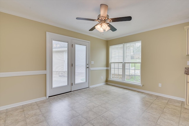 5516 Wrightsboro Rd, Grovetown, GA 30813 - spare room with ornamental molding and ceiling fan