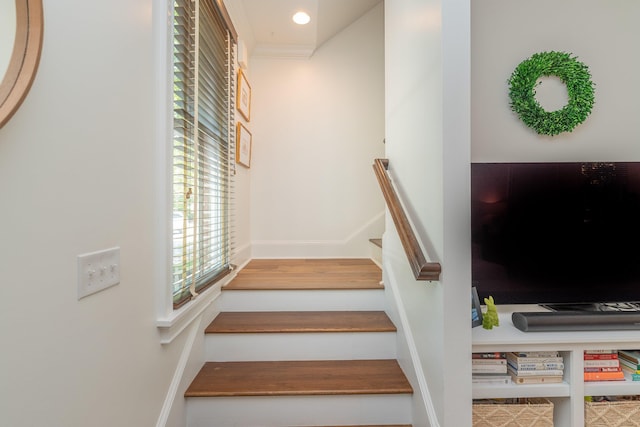 450 Railroad Ave Unit 4B, North Augusta, SC 29841 - stairs featuring baseboards and recessed lighting