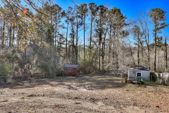 view of yard with a storage unit