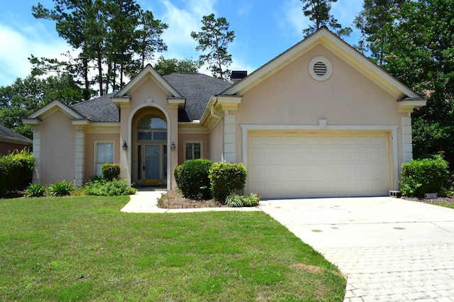 3018 Hillcreek Dr, Augusta, GA 30909 - view of front facade with stucco siding, roof with shingles, an attached garage, and concrete driveway