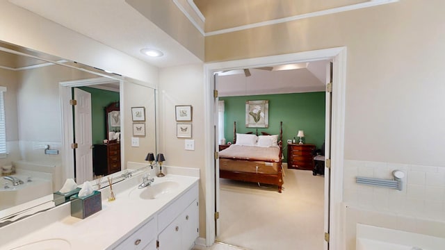 3018 Hillcreek Dr, Augusta, GA 30909 - ensuite bathroom with a bath, double vanity, and ornamental molding