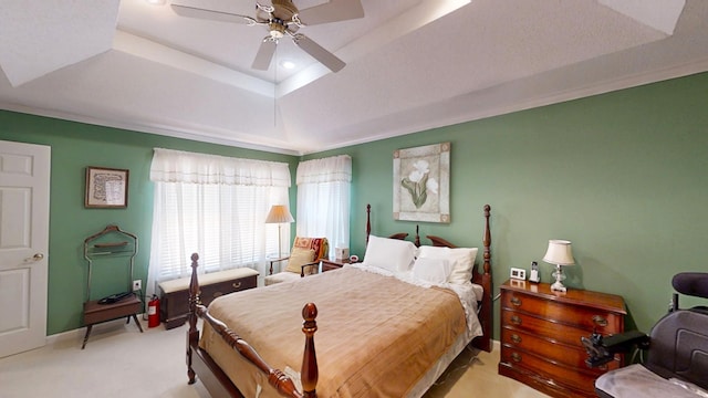 3018 Hillcreek Dr, Augusta, GA 30909 - bedroom featuring a tray ceiling, carpet flooring, and a ceiling fan
