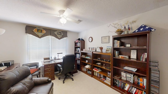 3018 Hillcreek Dr, Augusta, GA 30909 - office space with a ceiling fan, carpet, and a textured ceiling