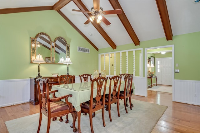 101 Hartwell Dr, Aiken, SC 29803 - dining space with wainscoting, hardwood / wood-style floors, and a ceiling fan