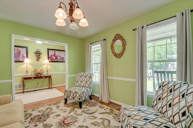 101 Hartwell Dr, Aiken, SC 29803 - living area with a chandelier, baseboards, and wood finished floors