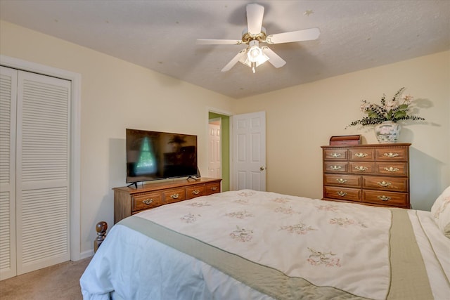 101 Hartwell Dr, Aiken, SC 29803 - bedroom with light colored carpet, a closet, and a ceiling fan