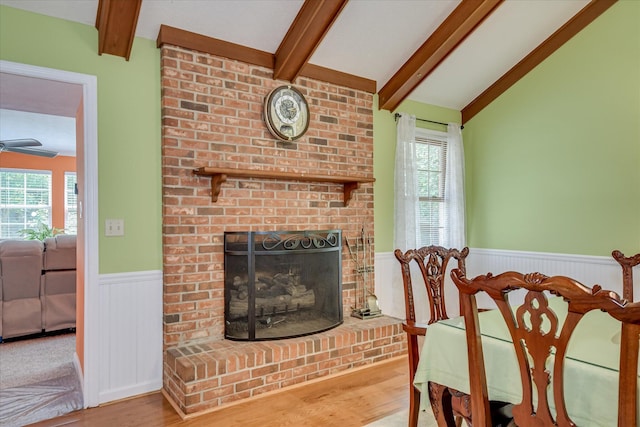 101 Hartwell Dr, Aiken, SC 29803 - dining room featuring wainscoting, plenty of natural light, wood finished floors, and a fireplace