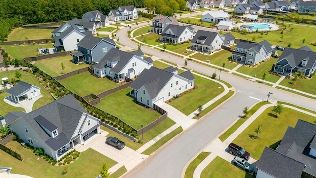 drone / aerial view with a residential view