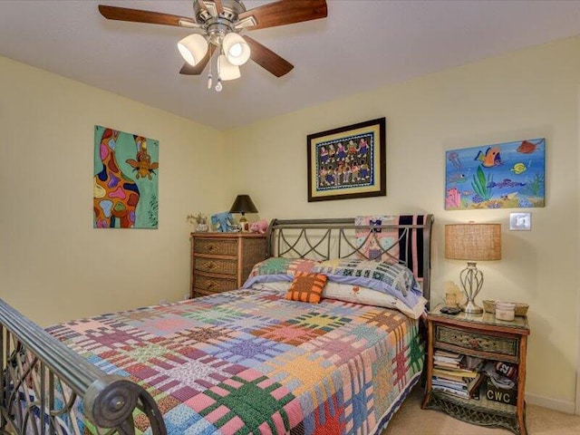 bedroom with carpet flooring and ceiling fan