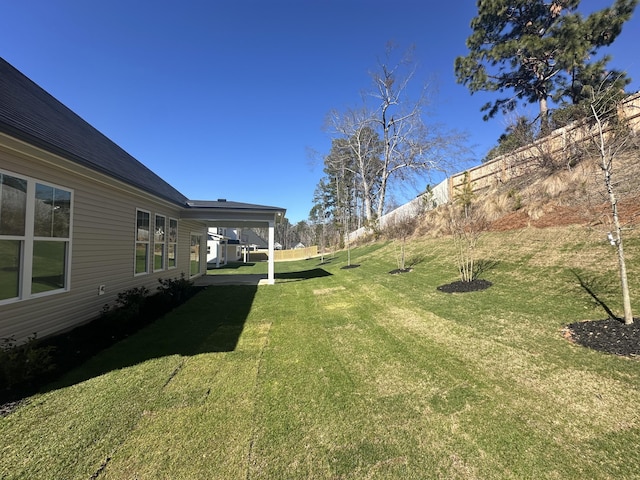 view of yard with fence