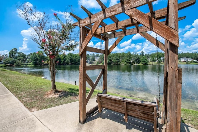 view of patio / terrace featuring a water view