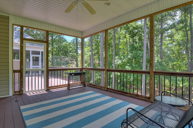 136 Lake Ridge Dr, Mccormick, SC 29835 - unfurnished sunroom featuring ceiling fan