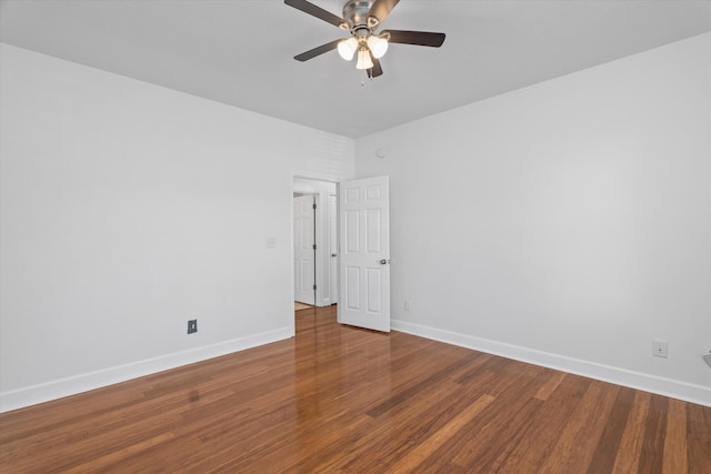 spare room featuring ceiling fan and wood-type flooring