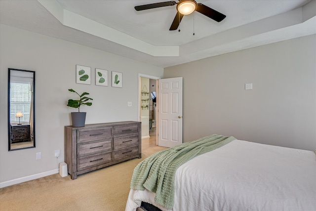 841 High Green Ct, Grovetown, GA 30813 - bedroom with light carpet, a tray ceiling, and ceiling fan
